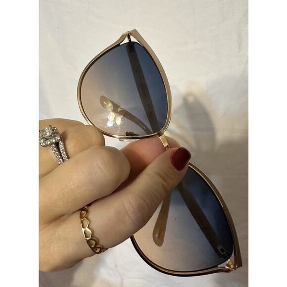 TAHARI Women’s Nude Enamel Gold Accent Cat Eye-rimmed Sunglasses TH895-GLDND - Picture 5 of 16